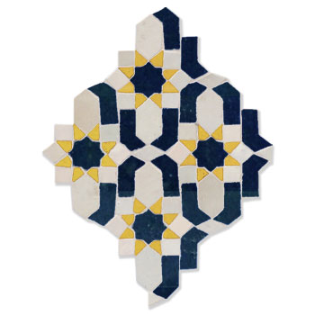 Mosaic House Moroccan tile Dazzle 1-3-18 White Midnight Blue Yellow  zellige, mosaic, zellij, field, pattern, glaze, intricate, classic 